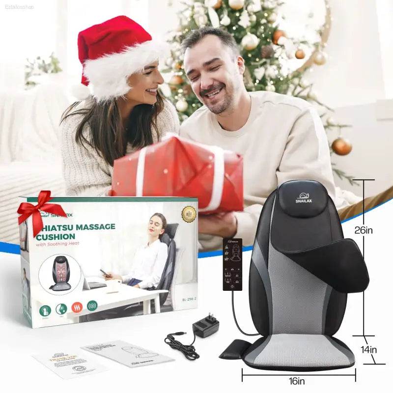 Experience Ultimate Relaxation with the Snailax Heated Electric Back Massager - Your Go-To Chair Pad for Soothing Tissue Kneading! - Estalios