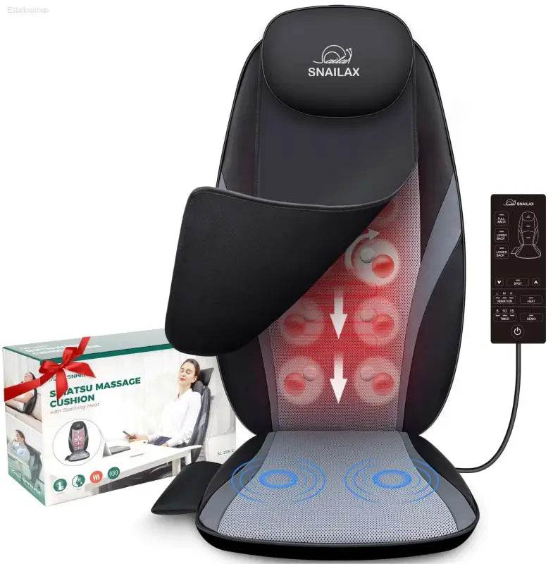 Experience Ultimate Relaxation with the Snailax Heated Electric Back Massager - Your Go-To Chair Pad for Soothing Tissue Kneading! - Estalios