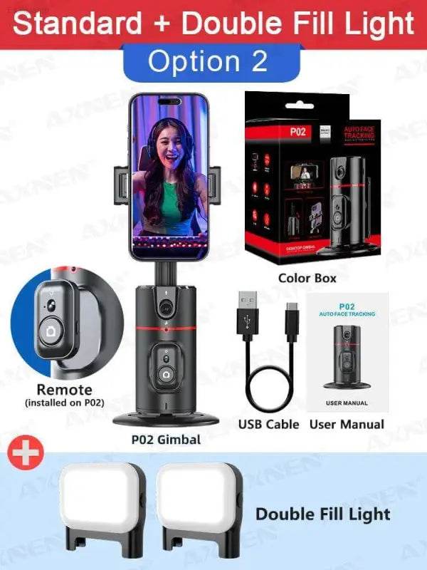 Smartphone gimbal with fill lights.