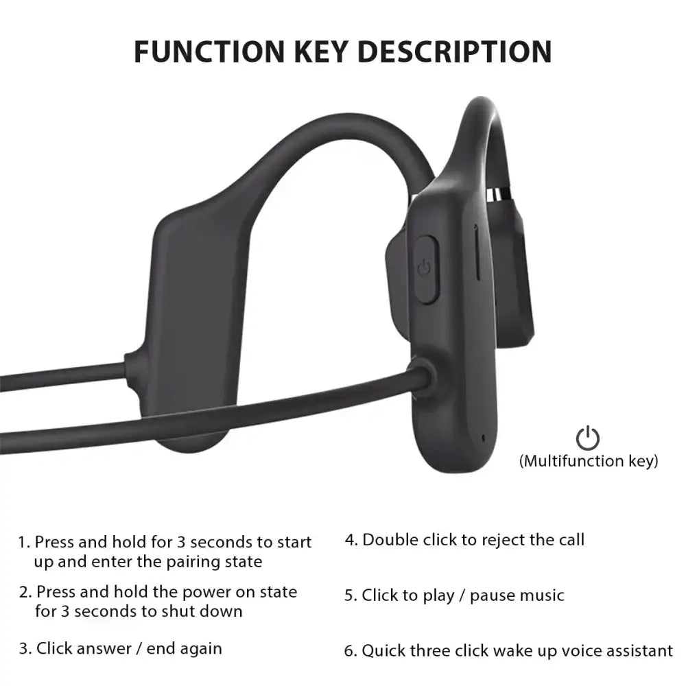 Black bone conduction headphones from Unleash Epic Sound, perfect open ear headphones waterproof