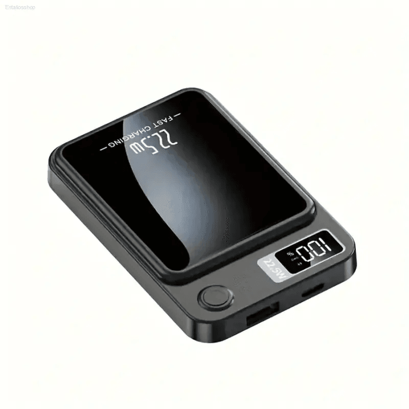 Black portable power bank.