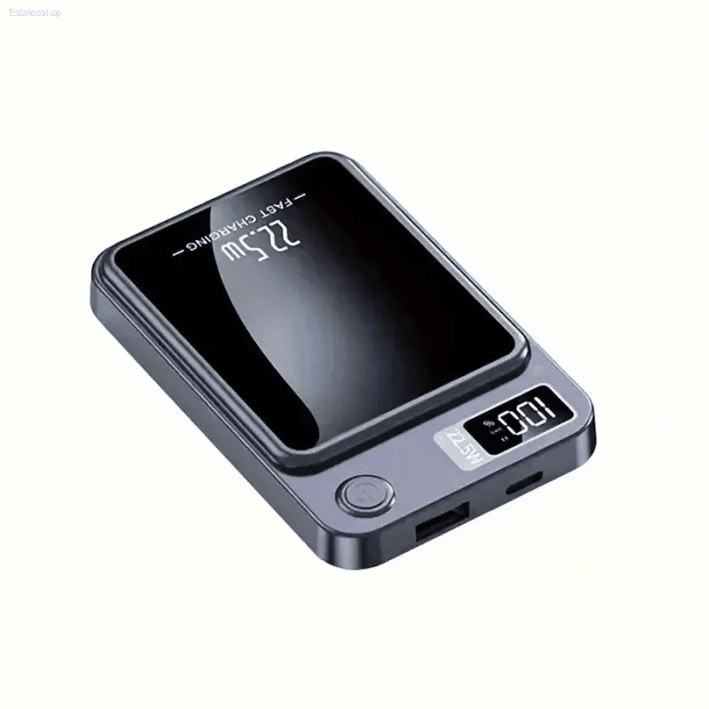 Portable power bank with digital display.