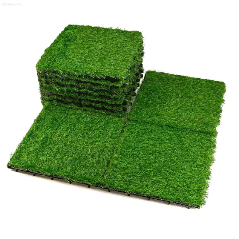 Artificial grass tiles.