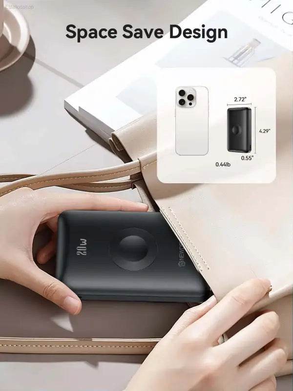 Black wireless charging power bank.