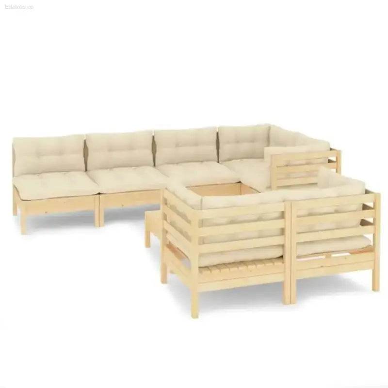 Unleash Outdoor Bliss: Solid Pine Wood Garden Lounge Set! **product Description:** Transform your Outdoor Space Into a Haven of Relaxation with our Stunning Garden - Estalios
