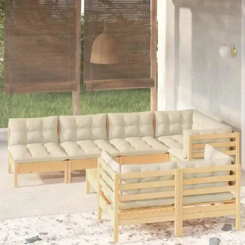 Unleash Outdoor Bliss: Solid Pine Wood Garden Lounge Set! **product Description:** Transform your Outdoor Space Into a Haven of Relaxation with our Stunning Garden - Estalios