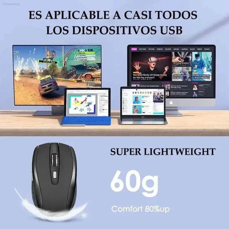 Black wireless computer mouse.