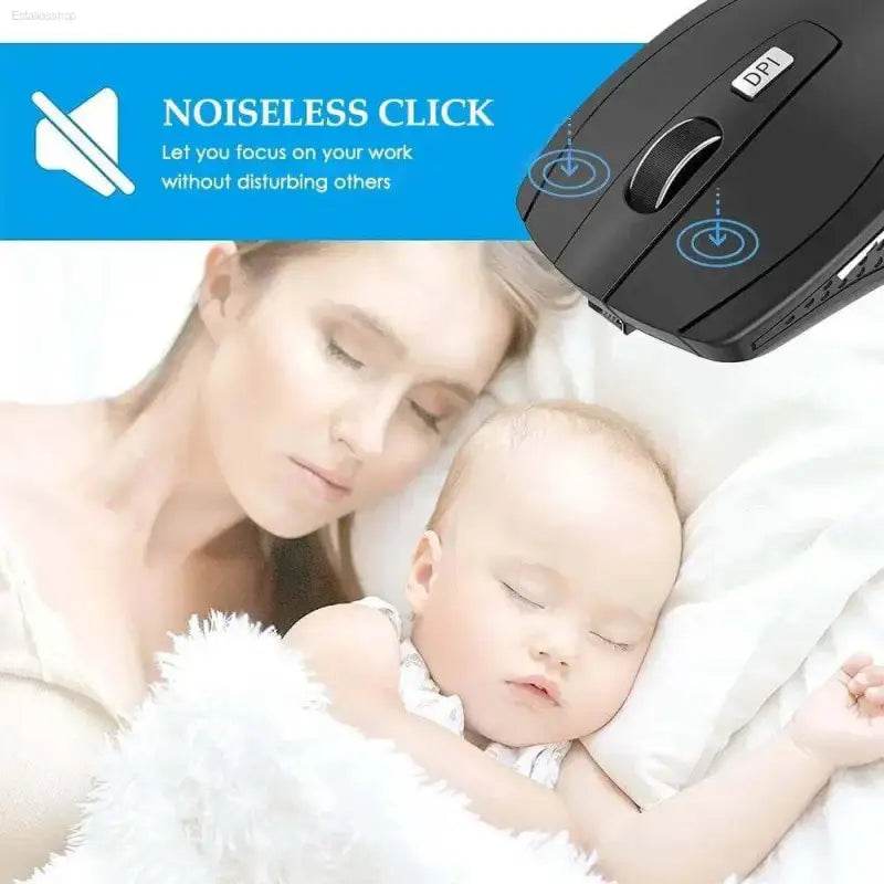Black wireless computer mouse.