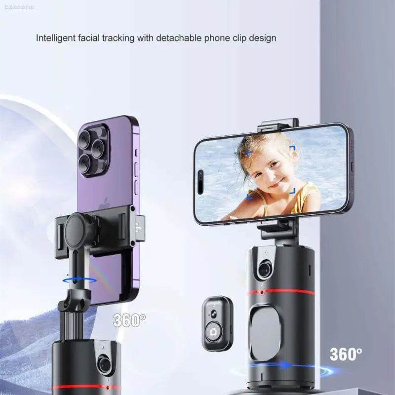Facial tracking phone holder with remote.