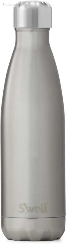 Silver insulated water bottle.