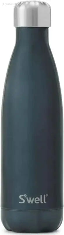 Dark blue S’well water bottle with silver cap.