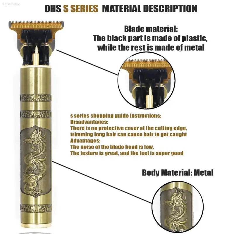 Gold-colored metal hair trimmer.