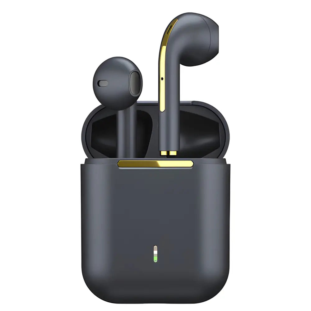 Black wireless earbuds with charging case from Dragon J-Max Bluetooth for ultimate sound