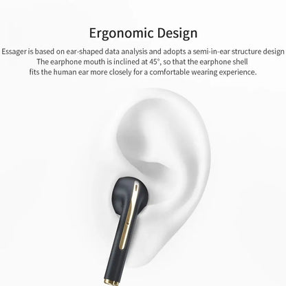 Close-up of J-Max Bluetooth Earbud snug in ear, ready for epic sound adventures