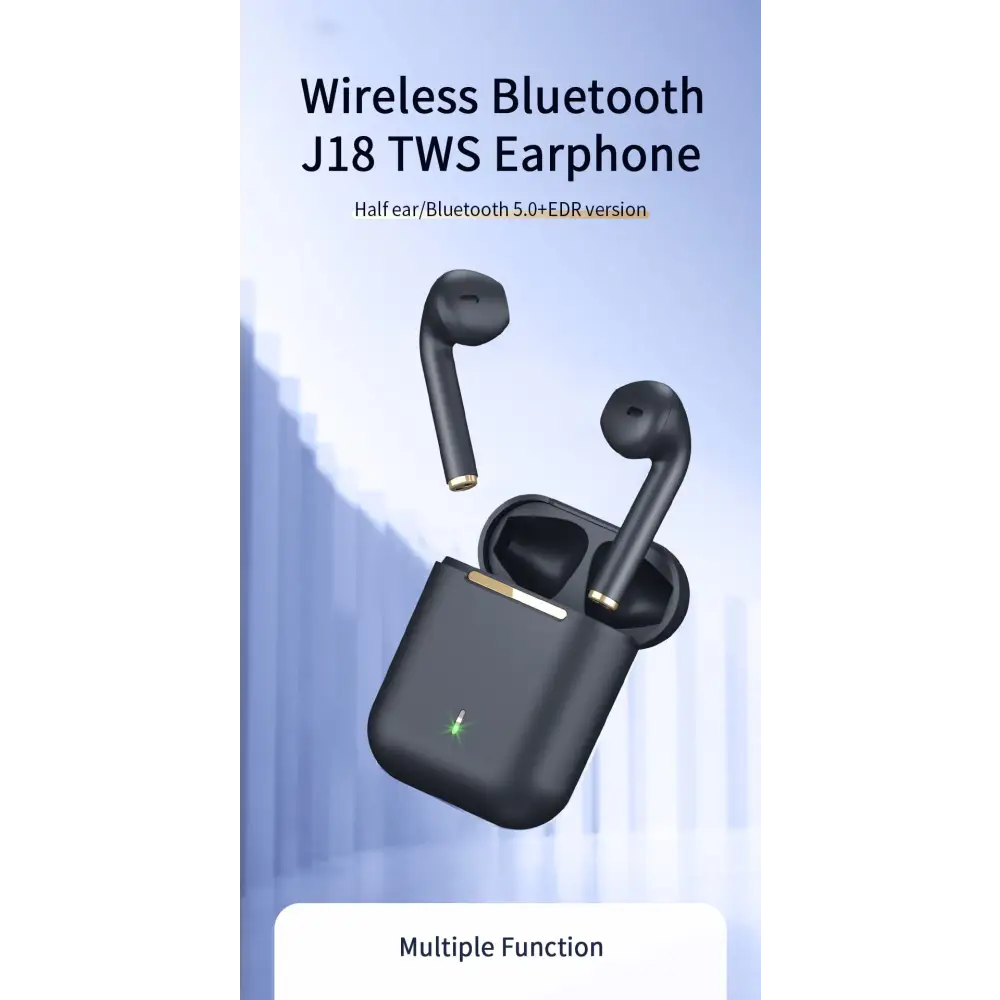 Black wireless earbuds with charging case for the Dragon J-Max Bluetooth Earbuds