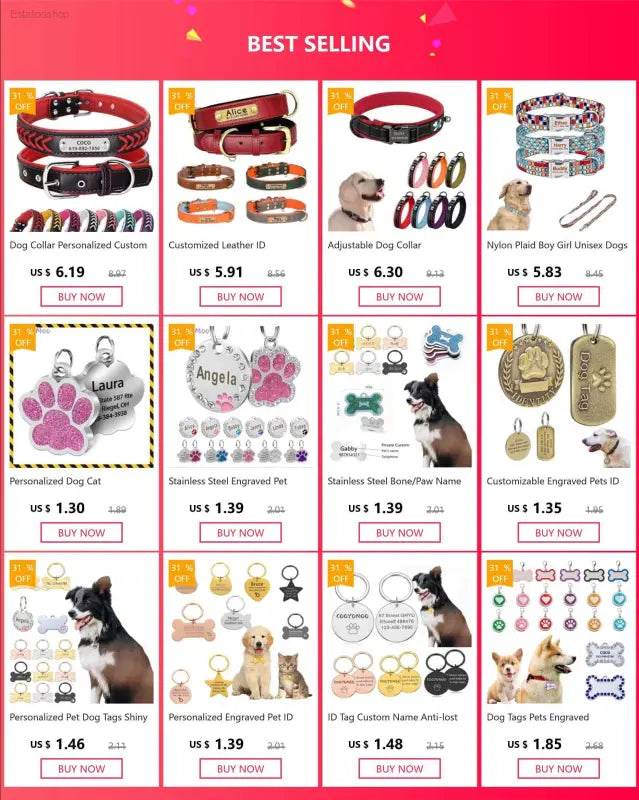 Dog and cat accessories.