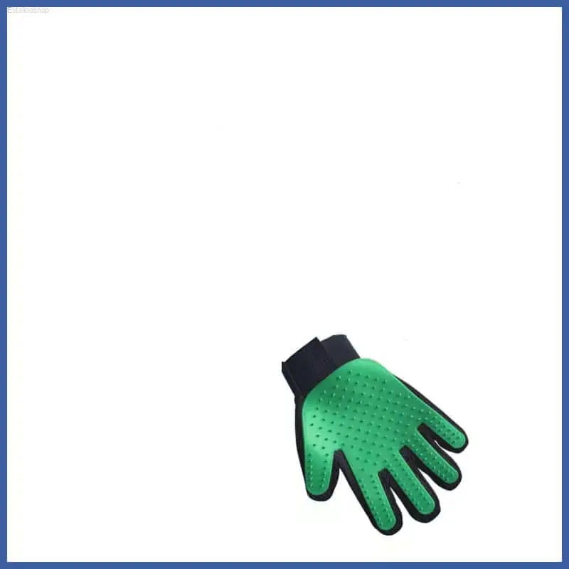 Green pet grooming glove.