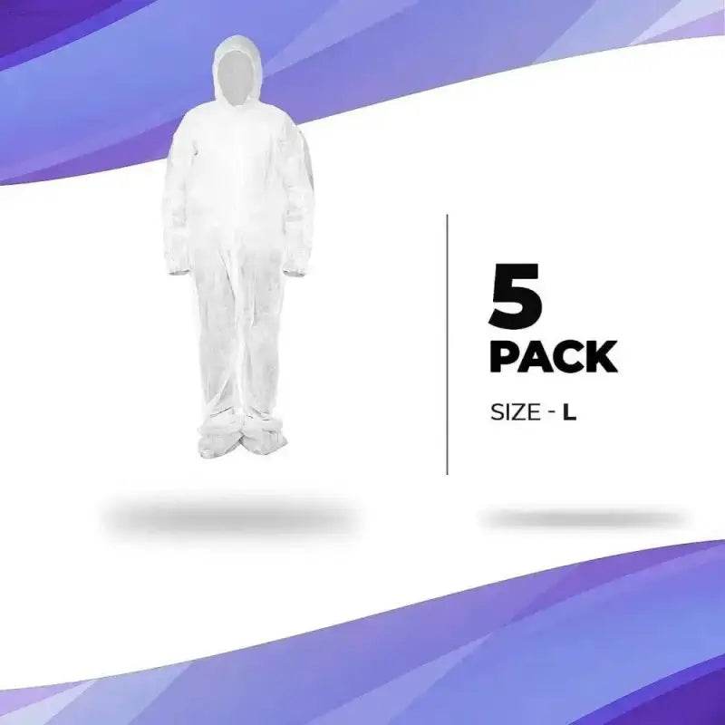 Unleash Total Protection Suit Shield: Spacious Fit Coverall! Here is the Product Description: Step Into Confidence with our White Hooded Disposable Coverall - Estalios