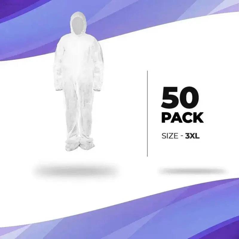 Unleash Total Protection Suit Shield: Spacious Fit Coverall! Here is the Product Description: Step Into Confidence with our White Hooded Disposable Coverall - Estalios
