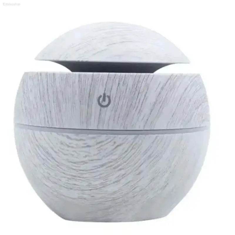 Round, wood-grain humidifier.