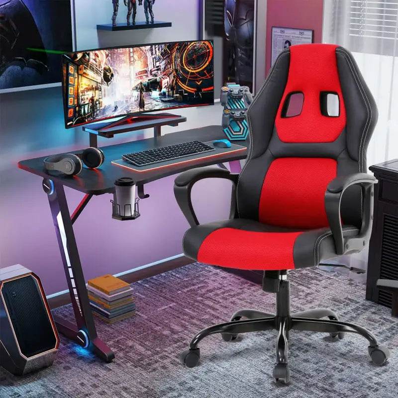 Red and black gaming chair.