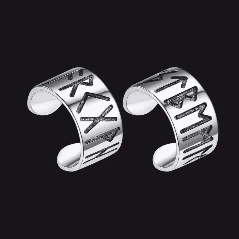 Two silver rune rings.