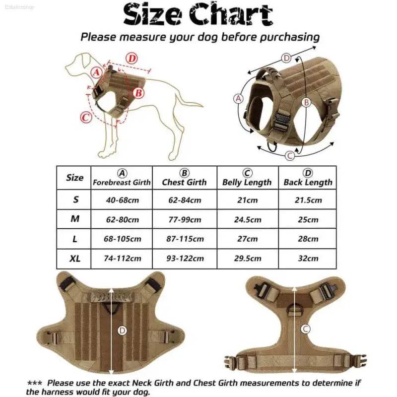 Unleash your Dog: Tan Tactical Dog Harness with Perfect Chest Girth! **product Description** Gear Up your Furry Friend with the Ultimate Tan Tactical - Estalios