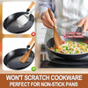Non-scratching wooden cooking utensil.