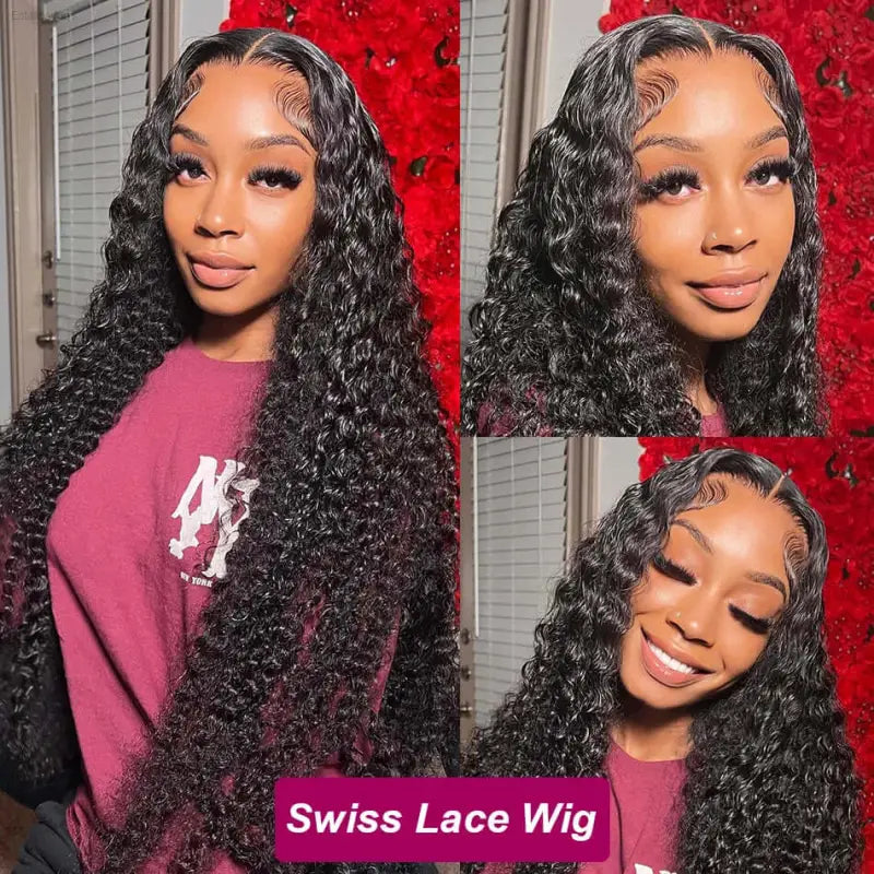 Curly black wig.