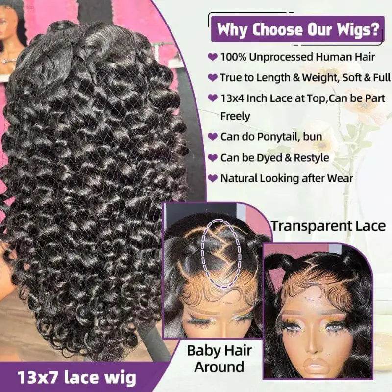 Curly black wig.