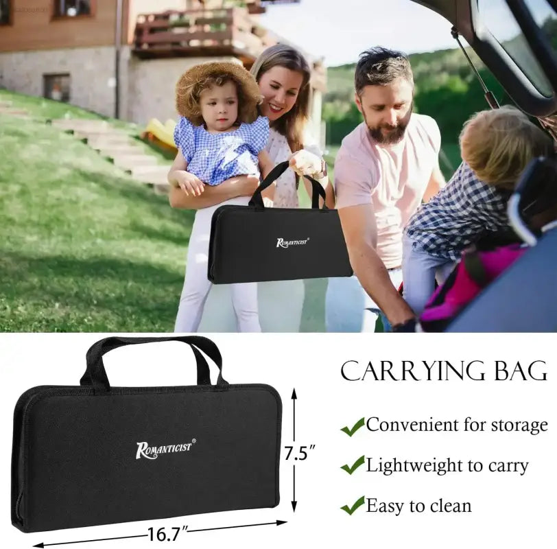 Black carrying bag with handles.