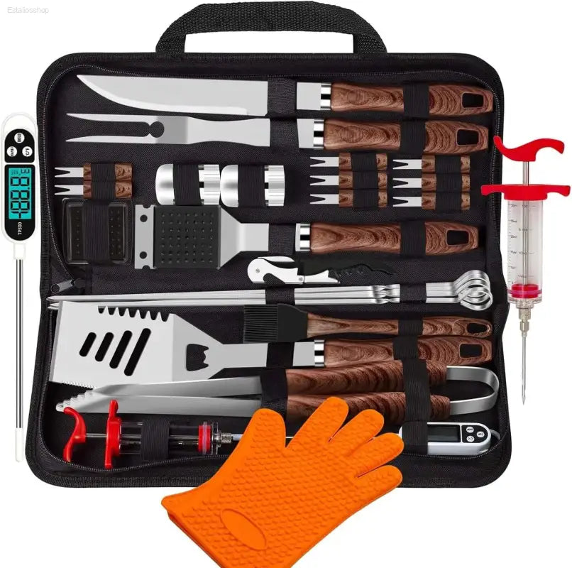 Barbecue tool set with case.