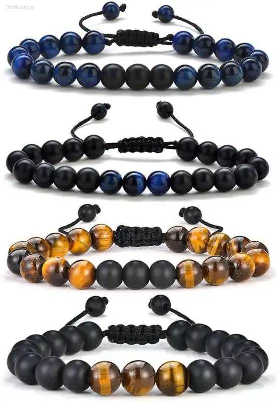 Four beaded adjustable bracelets.