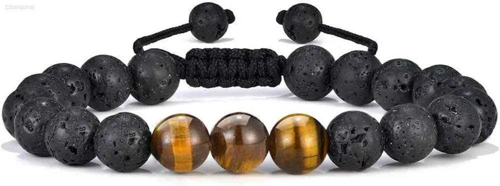 Lava stone and tiger eye beaded bracelet.