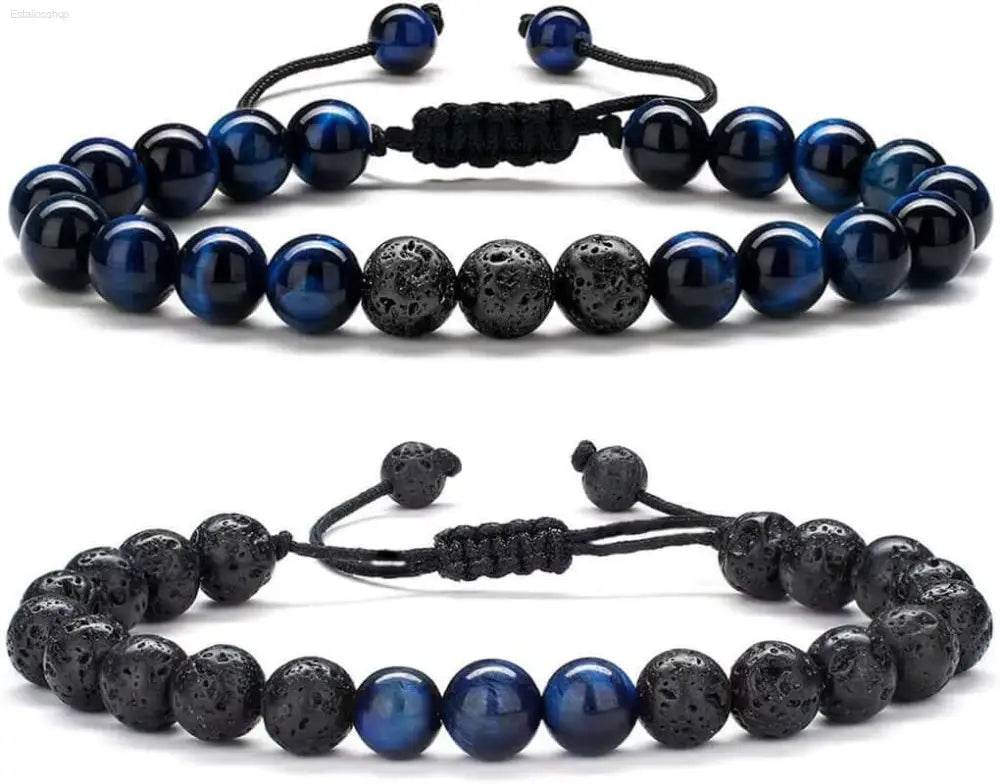 Two beaded bracelets.
