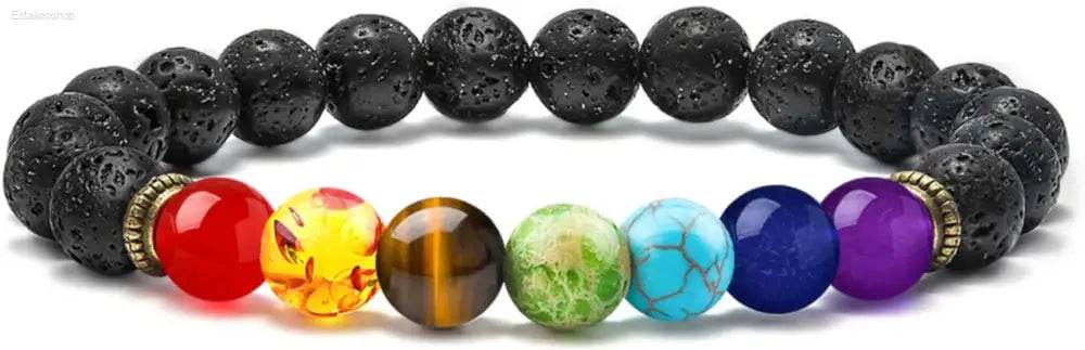 Lava stone chakra bracelet.