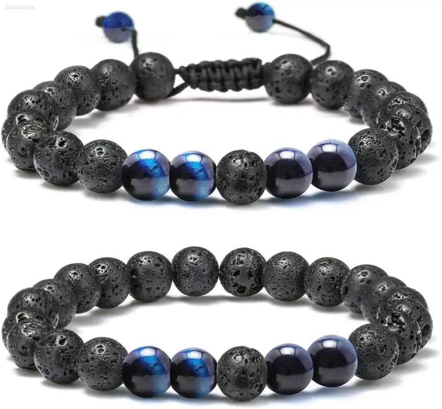 Two beaded bracelets.