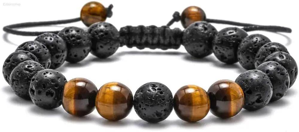 Lava and tiger eye beaded bracelet.