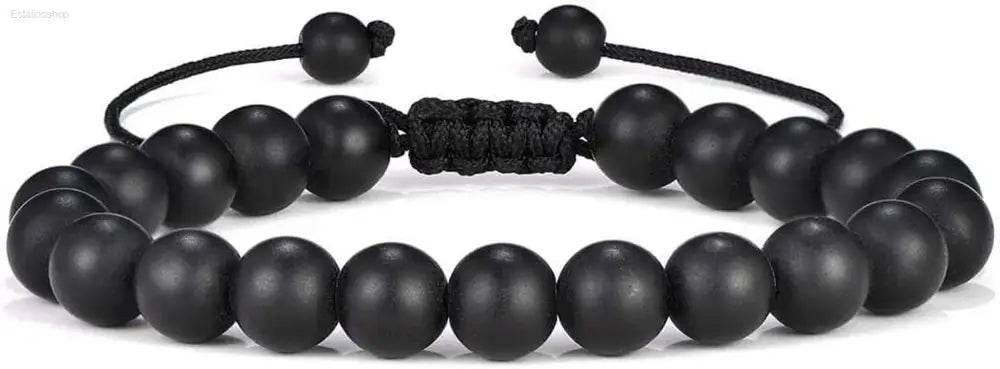 Black beaded adjustable bracelet.