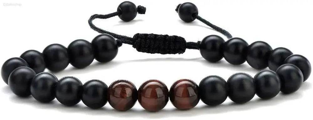 Beaded bracelet with adjustable closure.