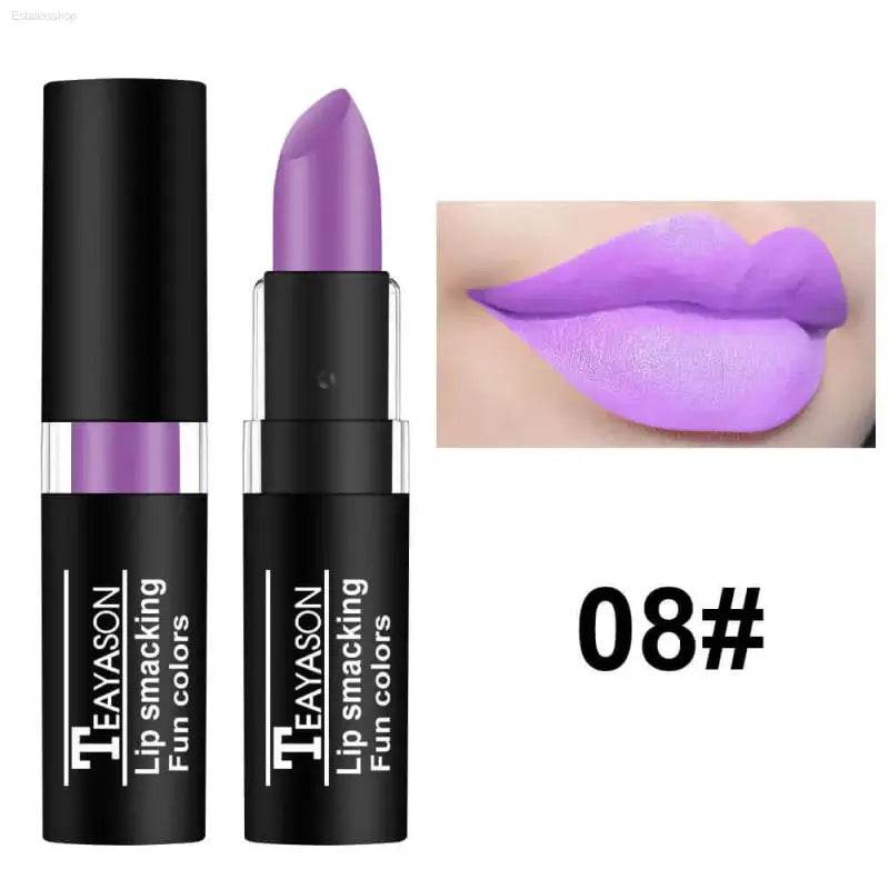 Purple lipstick.