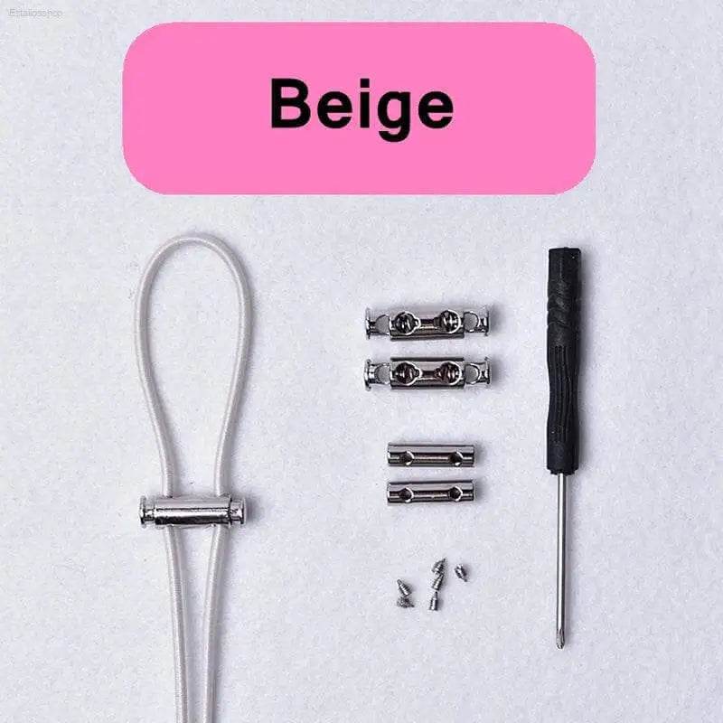 Beige no-tie shoelace kit.
