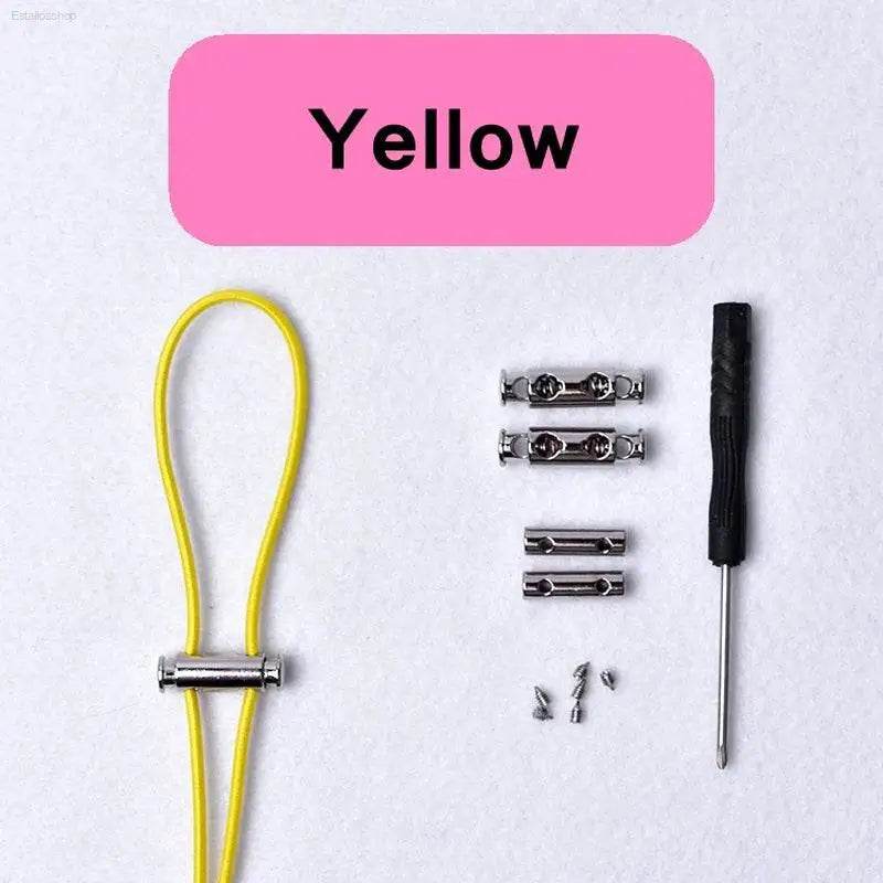 Yellow no-tie shoelace kit.