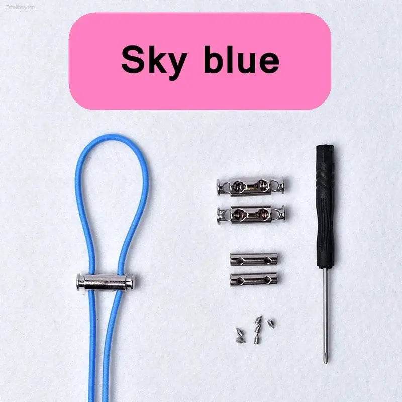 Sky blue no-tie shoelace kit.