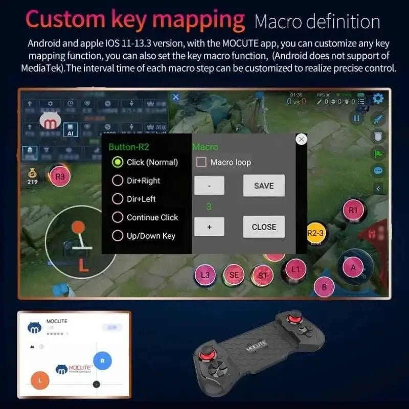 Mobile game controller with custom key mapping for ultimate mobile gaming domination