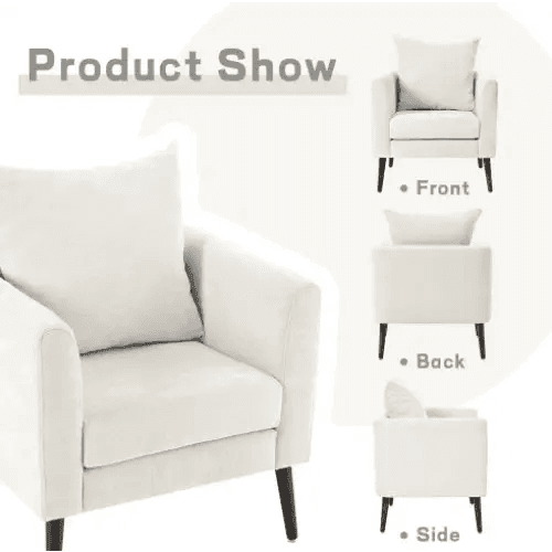 Upholstered Armchair With Solid Wood Legs for Modern Living - Estalios