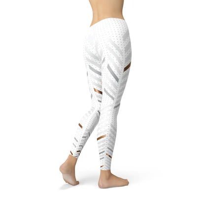 Womens white stripes leggings featuring USA Mexico design for a stylish look