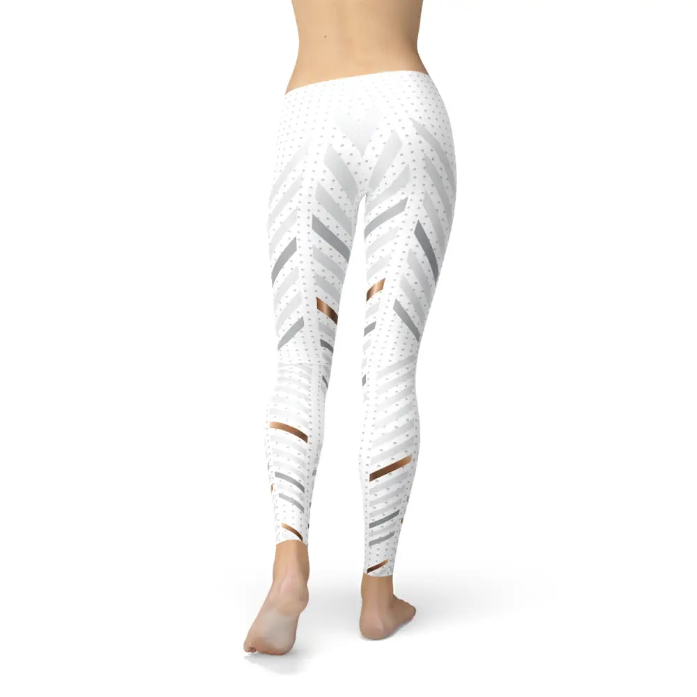 USA Mexico White Stripe Leggings with stylish womens white stripes pattern