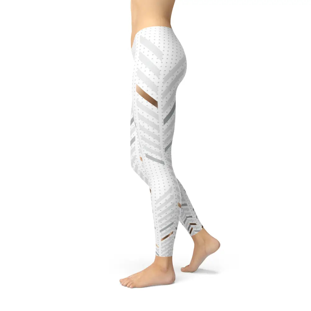 Womens white stripes leggings from USA Mexico, featuring a trendy white patterned design