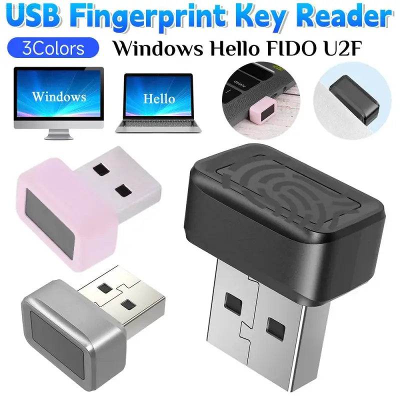 USB Fingerprint Key Reader Portable Security Key Anti-Spoofing Windows Hello FIDO U2F Speedy Matching Security Key for PC Laptop - Estalios